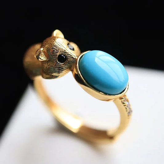 Chinese Factory Wholesale Mouse Shape Gold Plated 928 Silver Womens Trendy Rings