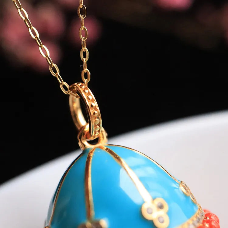 Sky Blue Coral Gold Plating 1131 Silver Enamelball Fashion Jewelry Necklaces For Women